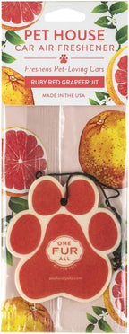 One Fur All Pet House Air Freshener - Ruby Red Grapefruit Pack of 4 - Non-toxic, Pet-Friendly for Small Spaces & Car - Hangin