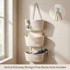 Hanging Wall Basket, Over the Door Hanging Basket with Hooks for Storage, Organizing, Decorative Boho Decor for Nursery, Bedr