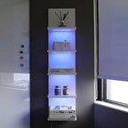 5 Tier Wall Shelf Unit, RGB Lack Shelf, Vanity Shelves with Light,White Shelves for Room,Office,Bathroom,Remote Control