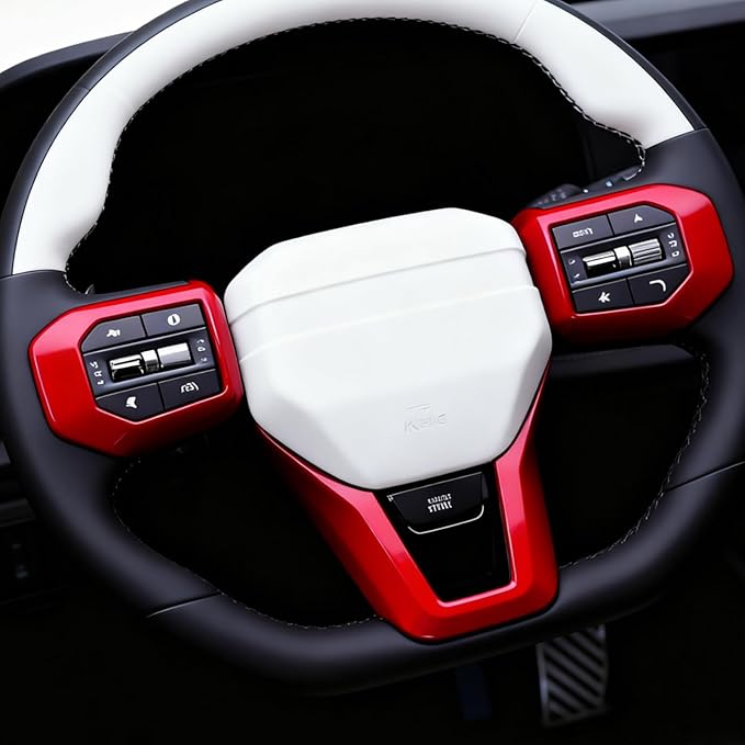 Steering Wheel Button Cover, for Kia K4 2024 2025 2026,Steering Wheel Button Panel Protection Frame Molding Trim - Wine Red(for GT-Line,GT-Line Turbo Model)