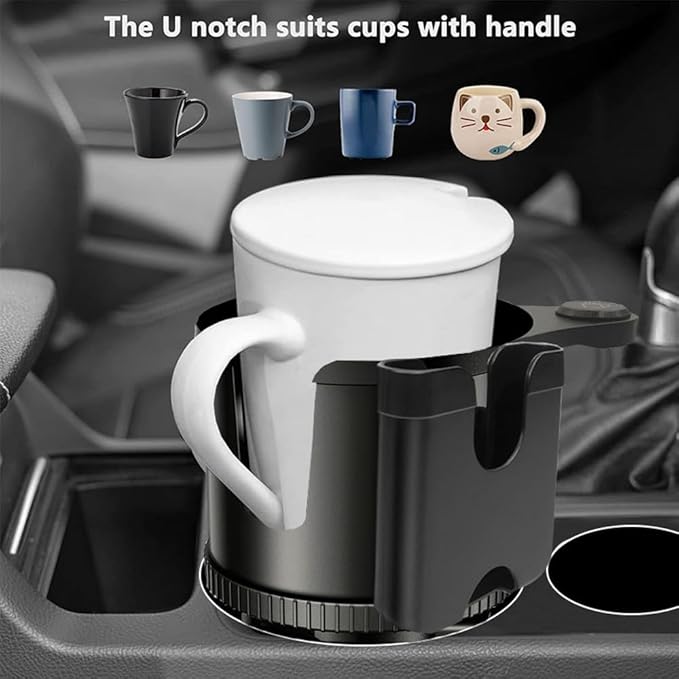 Cup Holder Expander, Adjustable Car Cup Holder for Car with Phone Holder, Automotive Cupholders for for Yeti, Hydro Flasks Bottle with Expandable Base, Cars Cupholder Insert