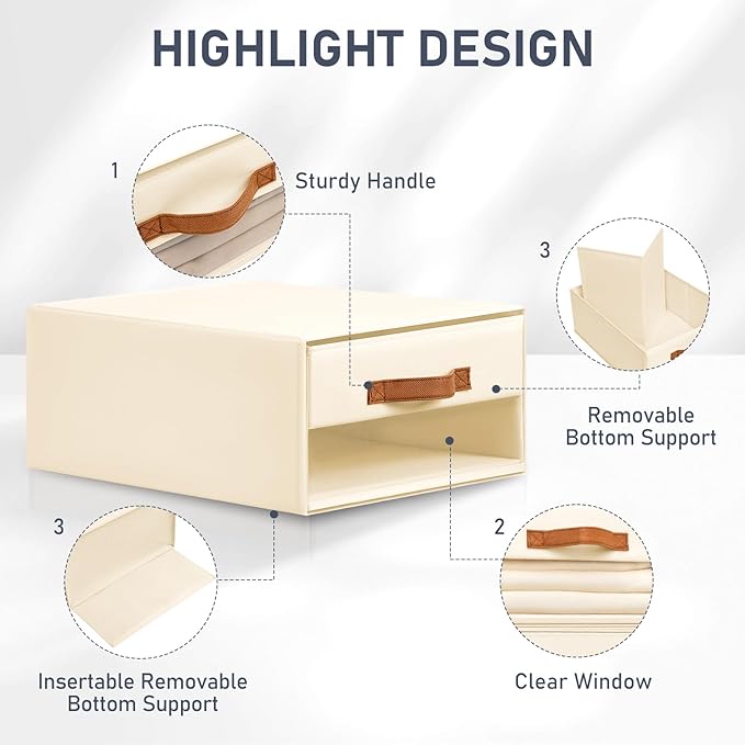 DIMJ Closet Organizers and Storage - Fabric Bins with Drawers for Closet Foldable Clothes Organizers with Clear Window, Stack