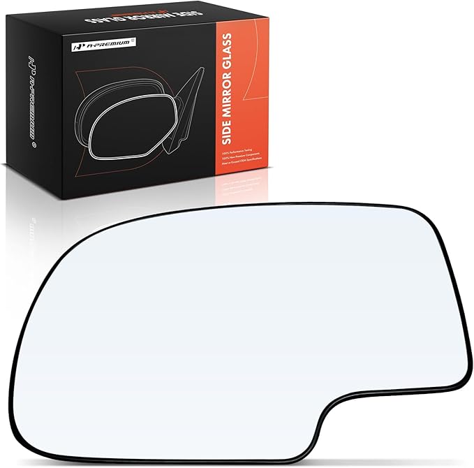 A-Premium Left Driver Side Non-Heated Manual Mirror Glass Compatible with Chevy Silverado, Tahoe, Suburban, Avalanche & GMC Sierra, Yukon & Cadillac Escalade, Escalade ESV/EXT
