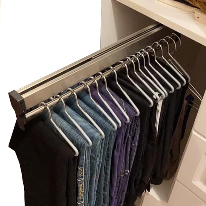 Closet Clothes Hanger Rail,Pull-Out Closet Rod 30-60cm,Wardrobe Clothing Rail,Closet Organizer Rack for Pants and Coat (700mm