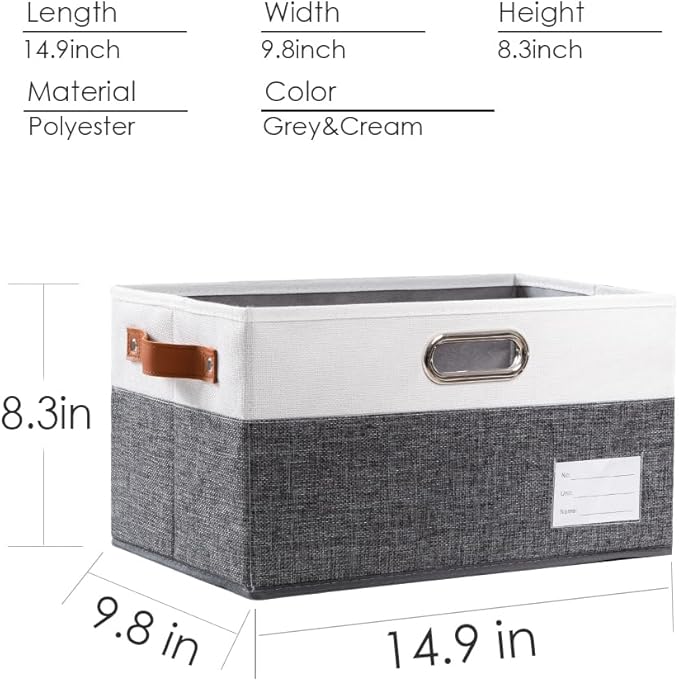 PRANDOM Foldable Storage Bins with Handles [3-Pack] Fabric Collapsible Storage Boxes Baskets Cubes Containers with Handles fo