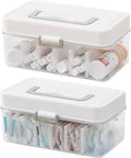 2 Pack Clear Bandages Organizer Container with Handle, Plastic Bandage and Tapes Storage Box for Bathroom Medicine Cabinet, F