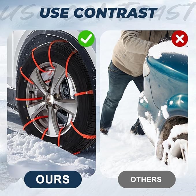 10 Pcs Universal Anti-Skid Snow Tire Chains, 2026 New Portable Emergency Non-Slip Plastic Cable Ties, Snow Tire Chains for Pi