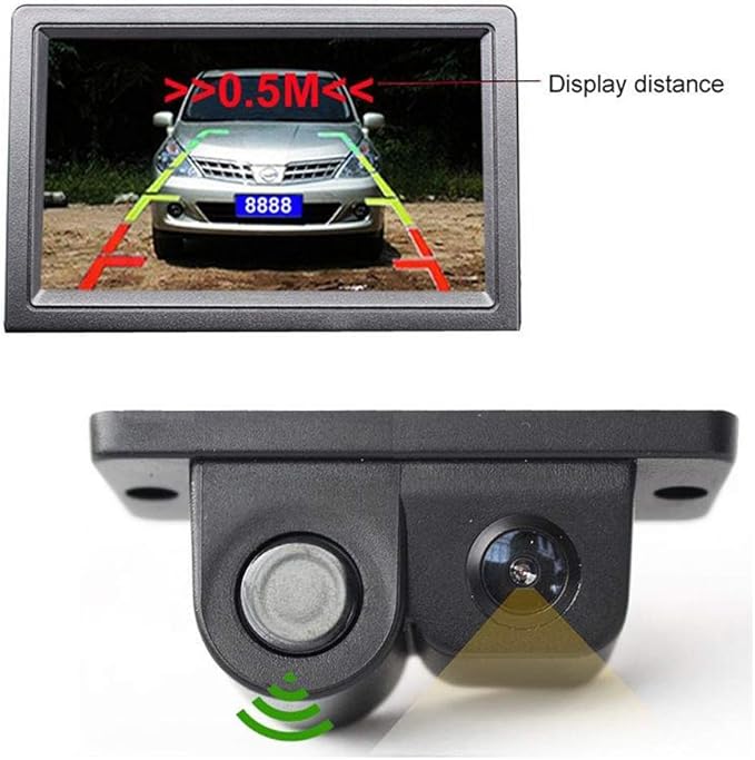 PolarLander Car Rear View Camera 2In1 Design Camera Parking Sensor Kit Auto Reversing Rearview Backup Parking Radar 170 Degre