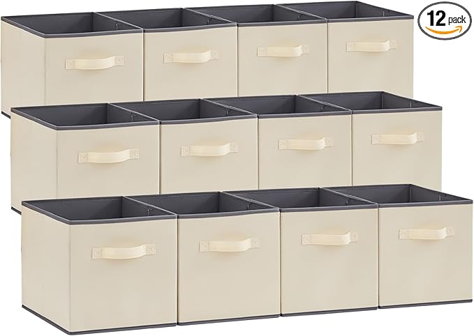 Lifewit Storage Cubes, Foldable Decorative Fabric Storage Baskets for Organizing Home Organizers with Handles for Shelves, Cl