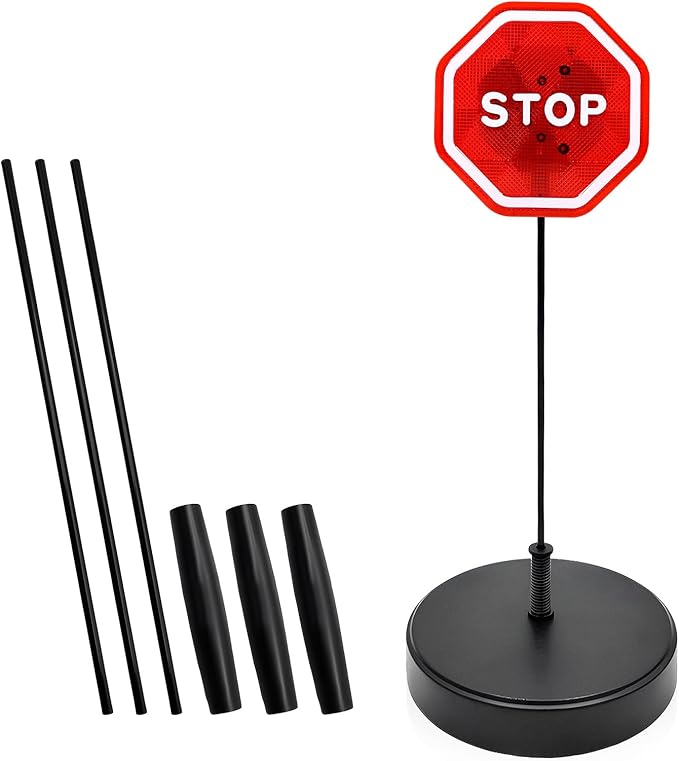Parking Garage Flashing Stop Sign, Adjustable Height LED Garage Stopper with Flashing Warning Signal, Intelligent LED Stop Indicator Parking Sensor for Most Vehicles