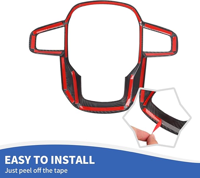 Carbon Fiber Steering Wheel Trim Cover Compatible with GMC-Sierra 1500 2019-2025 & GMC-Sierra 2500HD/3500HD 2020-2024, for GMC-Yukon 2021-2024
