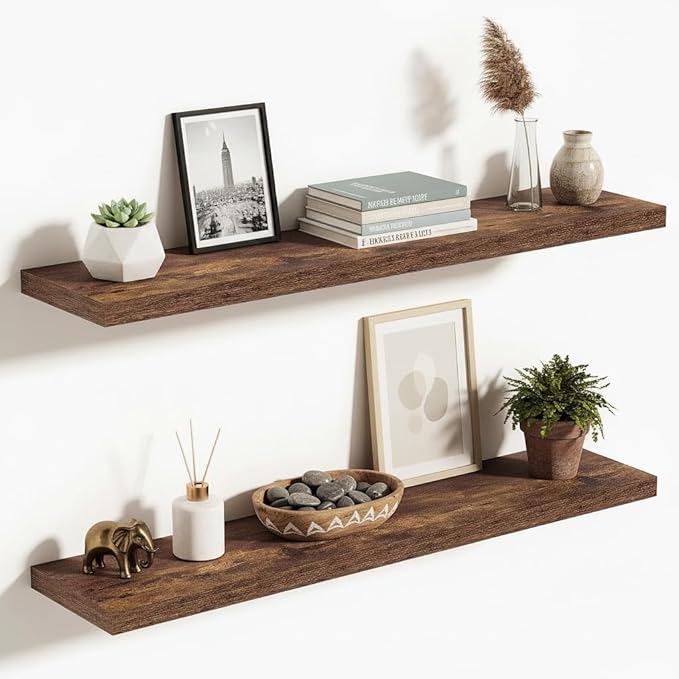 Vivelove 10 Inch Deep Floating Shelves 36 inch Long, 36 x 10 Wide Wall Shelves with Invisible Brackets, for Bedroom Bathroom 