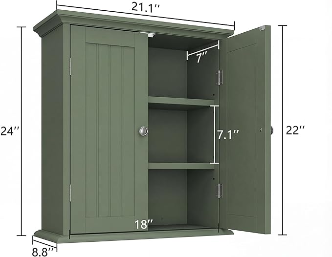 ChooChoo Bathroom Wall Cabinet, Over The Toilet Space Saver Storage Cabinet, Medicine Cabinet with 2 Door and Adjustable Shel