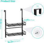 HapiRm Hat Organizer for Baseball Caps - 2 Tier Over the Door & Wall Mounted Hat Rack with 2 Adjustable Metal Basket, Storage