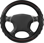 Yourkar Car Steering Wheel Cover, 15 Inch Leather Round Comfy Grip Steering Wheel Protector, Anti-Slip Steering Wheel Cover w