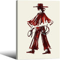 Vintage Western Cowboy Framed Wall Art Decor Red Wine Cowgirl Posters Burgundy Cowgirl Prints Midwest Rustic Cowboy Painting 