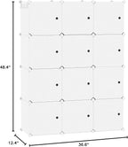 C&AHOME Cube Storage Organizer with Doors, 12-Cube Shelves, Closet Cabinet, DIY Plastic Modular Bookshelf Ideal for Bedroom, 