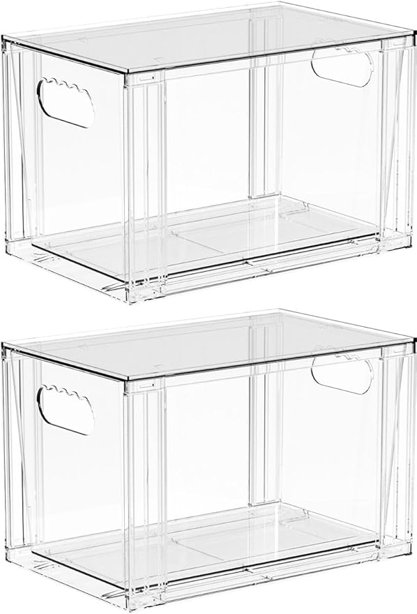 Yieach 2 Pack Baby Bottle Organizer for Countertop,Large Stackable Storage Bins Under The Sink,Acrylic Drawer Organizer and B