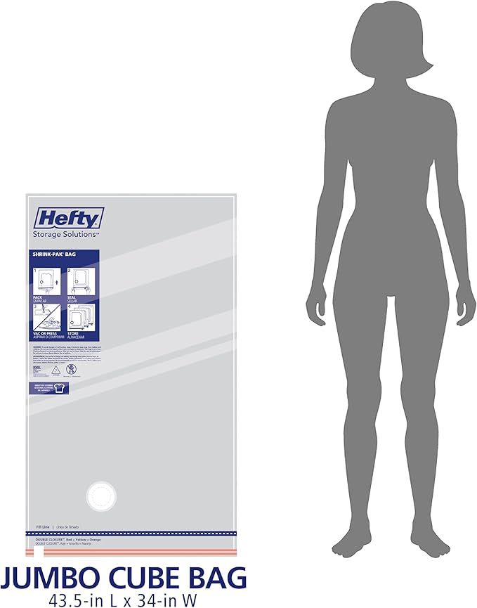 Hefty Shrink-Pak Vacuum Storage Bags – For Clothes, Pillows, Towels, Blankets & More – Space Saver Vacuum Suction Sealer Bags