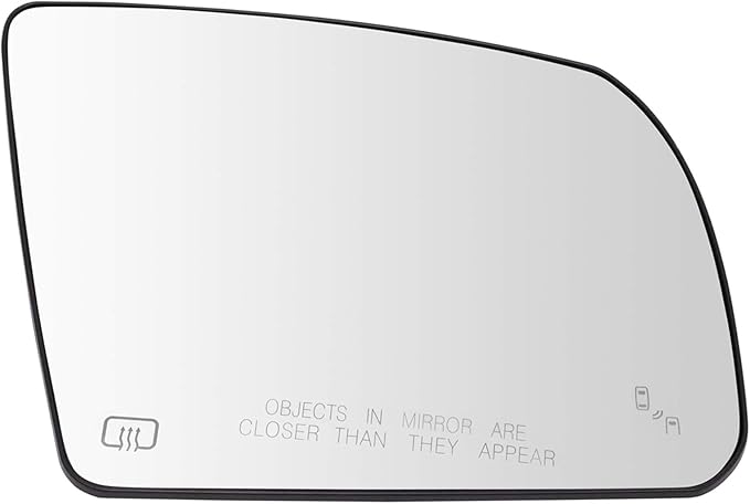 TRQ Passenger Side Mirror Glass Heated Compatible with 2014-2018 Tundra with Blind Spot Indicator