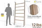 FUIN Extra Wide 6.4ft Wooden Blanket Ladder Living Room Decorative Wal Leaning Farmhouse Quilt Display Holder Rustic Wood Tow