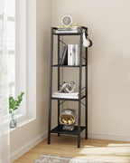 Hzuaneri Ladder Shelf, Bookshelf Bookcase, Freestanding Corner Storage Shelve with 2 Hooks for Home Office, Living Room, Kitc