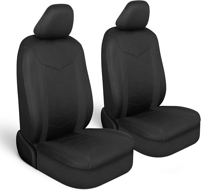 Motor Trend SpillGuard 2 Black Seat Covers for Cars & Seat Covers for Trucks - Neoprene Lining Waterproof Car Seat Covers Fro