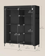 SONGMICS Portable Closet, Fabric Wardrobe, Clothes Rack with Shelves, Pockets, Large Capacity, 3 Hanging Rods, 50 x 17.7 x 70