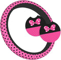 Pink Black Bow Steering Wheel Cover,Cute Classic Universal Fit 14-15 inch Steering Wheel Cover for Women Men, Automotive Inte
