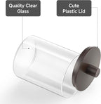 TIPGO Glass Qtip Holder Dispenser for Bathroom - 10 oz Clear Canister Apothecary Jar for Cotton Swabs, Balls, Pads, Floss Pic