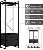 Sorbus Clothing Rack with Drawers - Clothes Stand Dresser - Wood Top, Steel Frame, & Fabric Drawers - Tall Closet Storage Org