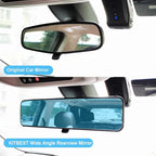 Universal 11.4 Inch Clip On Rearview Mirror - Anti Glare, Wide Angle - Convex - Blue Tint (Bonus 2 PCS Blind Spot Mirrors)