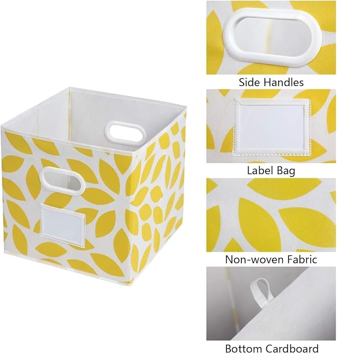 MAX Houser Fabric Storage Bins Cubes Baskets Containers with Dual Plastic Handles for Home Closet Bedroom Drawers Organizers,