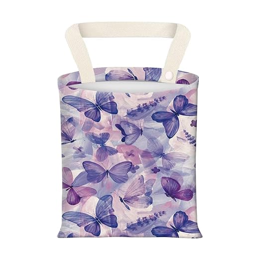 Hanging Car Garbage Bag, Cute Car Trash Can Bag, Automotive Accessories for Women Men Cute Blue Purple Butterfly