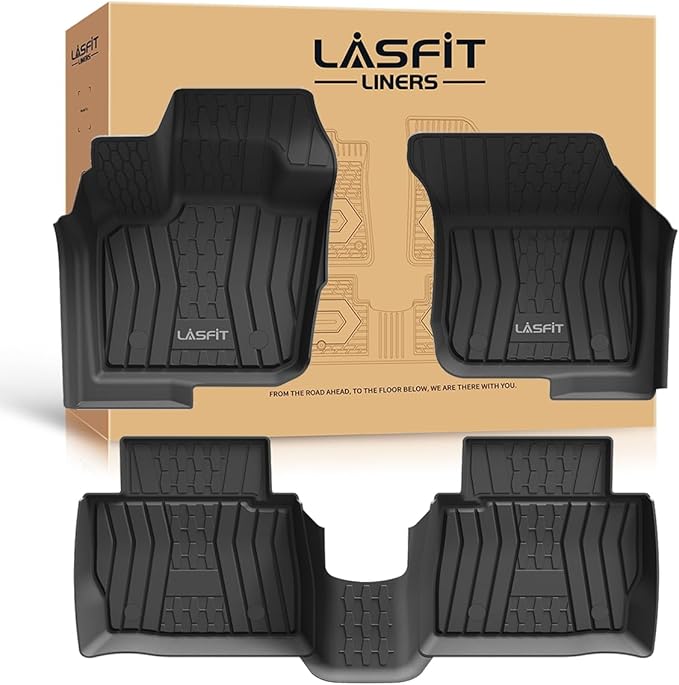 LASFIT Floor Mats Fit for Ford Fusion 2020-2017 (Include Hybrid)/ for Lincoln MKZ 2020-2017 All Weather Protection TPE Custom Fit 2020 2019 2018 2017 Floor Liners Accessories, 1st & 2nd Rows, Black