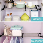 Hershii Expandable Closet Tension Shelf Rod Adjustable Metal Storage Rack Cabinet Organizer DIY Divider Separator Shelves for