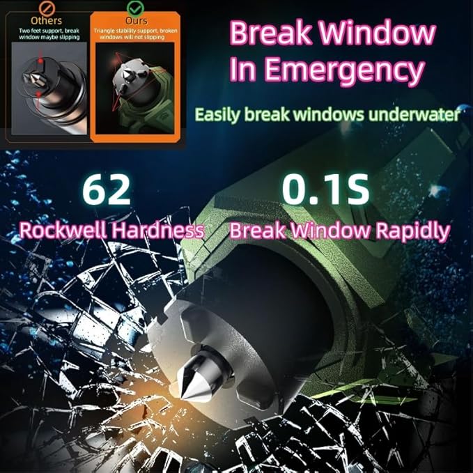 Window Breaker and Seatbelt Cutter Keychain,2 in 1 Car Safety Hammer Glass Break Under Water,Emergency Window Punch Escape To