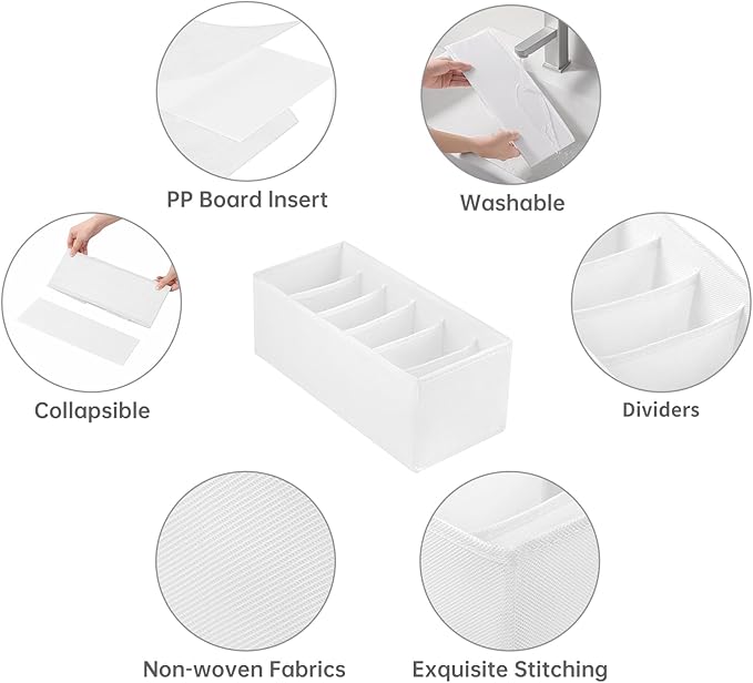 3 Packs Fabric Belt Organizer, 6 Grids Belt Organizer for Closet and Drawer, Foldable Dresser Drawer Organizers, Tie Holder -