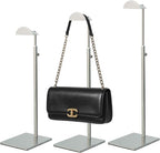 Purse Display Stand 3PCS Handbag Stands Metal Bag Organizer Stainless Steel Hanging Hook Stands Adjustable Height Home Store 