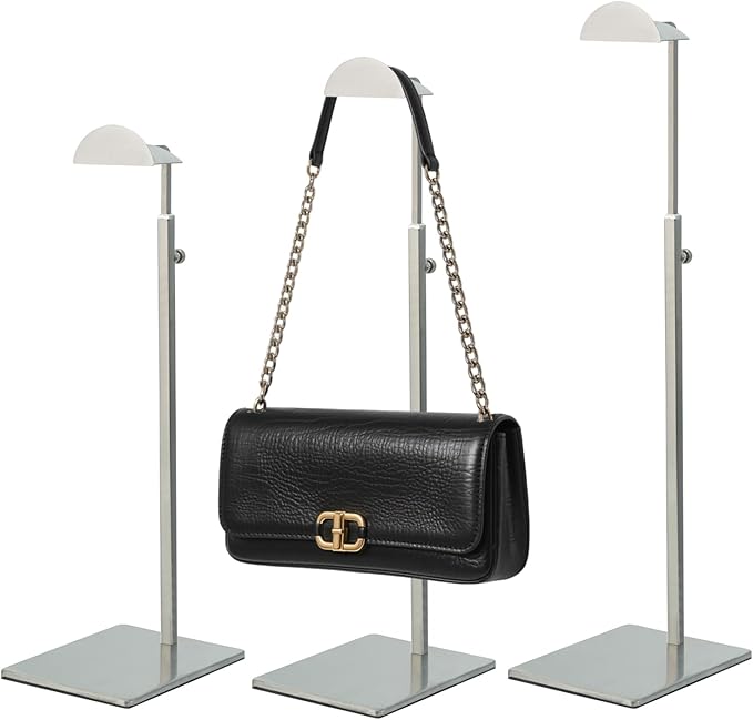 Purse Display Stand 3PCS Handbag Stands Metal Bag Organizer Stainless Steel Hanging Hook Stands Adjustable Height Home Store 