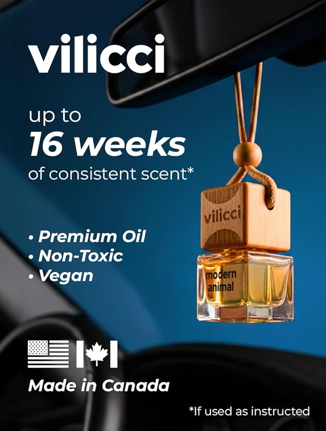 Vilicci Modern Animal Car Air Freshener | Long-Lasting Scent (Up to 120 Days) | Vegan, Cruelty-Free Hanging Car Diffuser