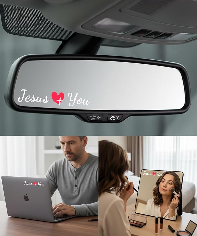2 Pack Car Seat Strap Pads with 3 PCS Jesus Loves You Car Stickers, Universal Seatbelt Covers, Christian Car Decals for Women and Men