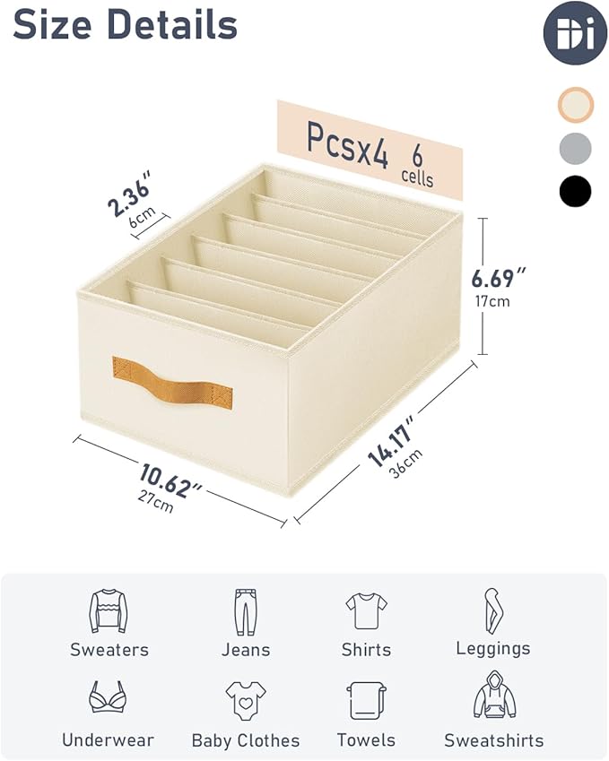 DIMJ Wardrobe Clothes Organizer, Foldable Closet Organizers for Clothing, Fabric Clothes Organizer, Closet Organizers and Sto