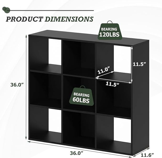 9 Cube Storage Organizer, Reversible Bookcase Shelf, Open Cube Bookshelf, Large Modern Storage for Living Room, Bedroom & Off
