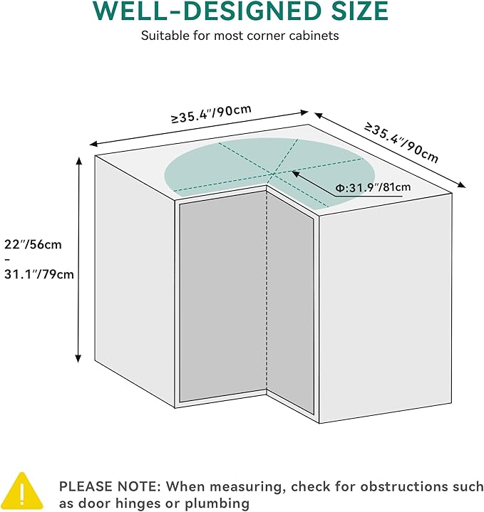 YITAHOME 31-Inch Kidney Shaped Chrome Pie Cut 2-Shelf Lazy Susan Corner Organizer for Kitchen Cabinet Blind Corner Storage wi