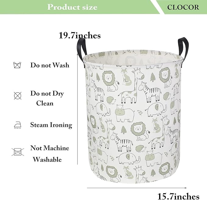 CLOCOR Baby Laundry Basket,Collapsible Kids Toys Storage Baskets,Nursery Hamper for Boys and Girls,Jungle Bedroom Decor,Gift 