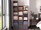 Cube Storage Organizer, 6 Cube Retro Bookshelf, Freestanding 6 Tier Open Shelf, Rustic Brown Retro Shelves for Home Office, B