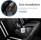 Car Back Seat Organizer, Leather Automotive Rear Seat Couch Cup Holder Expander Tray, Vehicle Cup Holder Tray Holds Snacks Remotes Phones for Truck RV Boat Couch Pillow Bed