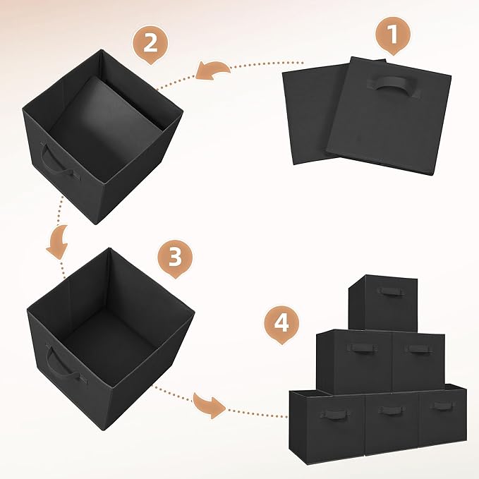 STORAGE MANIAC Storage Cubes, 11 Inch Collapsible Storage Bins with Handles, 8 Pack Fabric Foldable Bins for Organization, Du