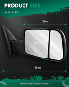 SCITOO Compatible fit for Towing Mirrors 2002-2008 for Dodge for Ram 1500 2003-2009 for Dodge for Ram 2500 3500 Pickup Power Heated Passenger Driver Side View Pair Mirrors